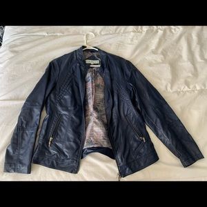 Navy blue faux leather jacket